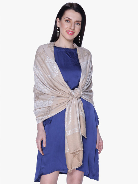 

Scarves & Glitters Women Beige Paisley Woven Design Stole