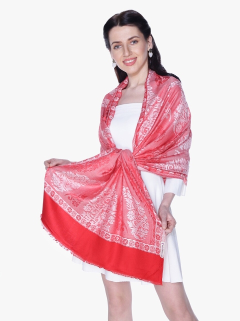 

Scarves & Glitters Women Red & Silver-Toned Woven Design Stole