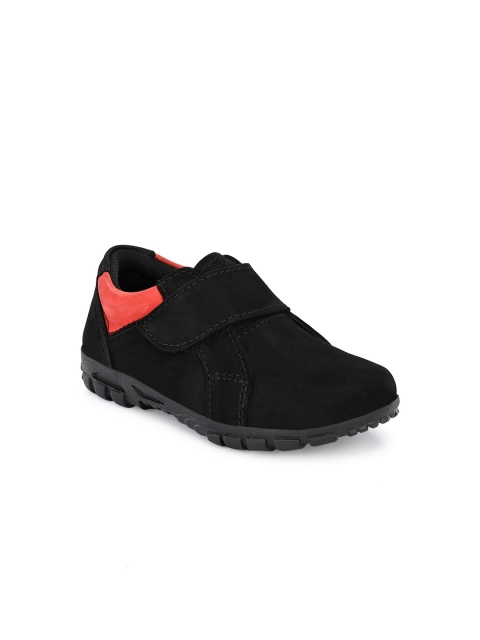 

TUSKEY Boys Black Leather Antiskid Walking Non-Marking Shoes