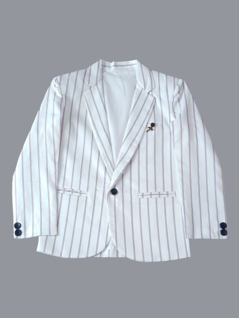 

Dapper dudes Boys White Striped Tuxedo Casual Blazer