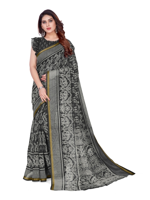 

KALINI Black & Grey Warli Zari Saree