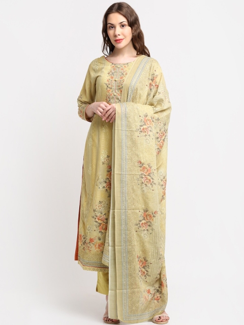 

Stylee LIFESTYLE Yellow & Orange Printed Unstitched Dress Material