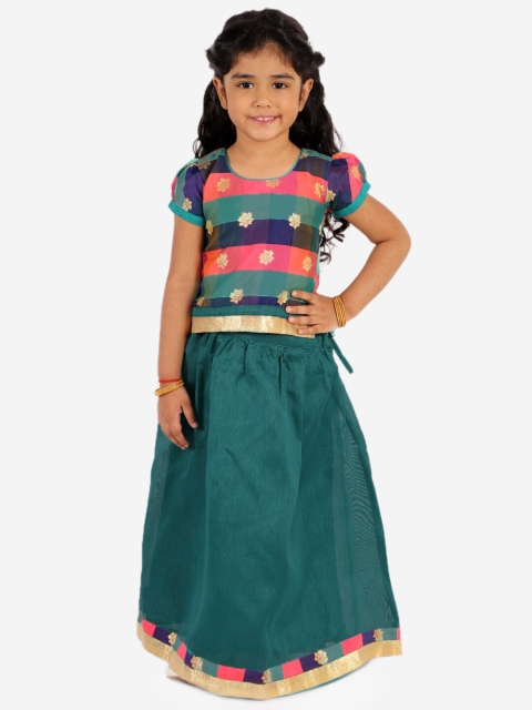 

KID1 Girls Green & Blue Ready to Wear Lehenga Choli