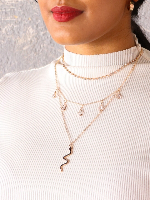 

Ayesha Gold-Toned & Black Gold-Plated Layered Necklace