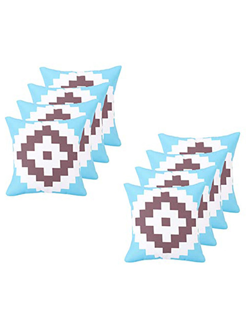 

Ferns N Petals Set Of 8 Purple & Blue Printed Square Cushion Covers