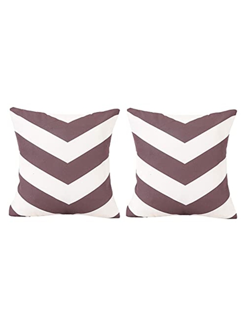 

Ferns N Petals White & Brown Set of 2 Abstract Square Cushion Covers