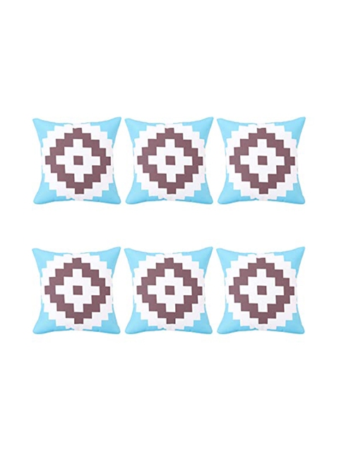 

Ferns N Petals Blue & White Set of 6 Geometric Square Cushion Covers