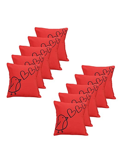 

Ferns N Petals Red & Black Set of 10 Abstract Square Cushion Covers