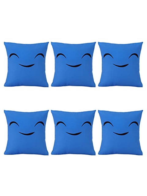 

Ferns N Petals Blue Set of 6 Square Printed Cushion Covers