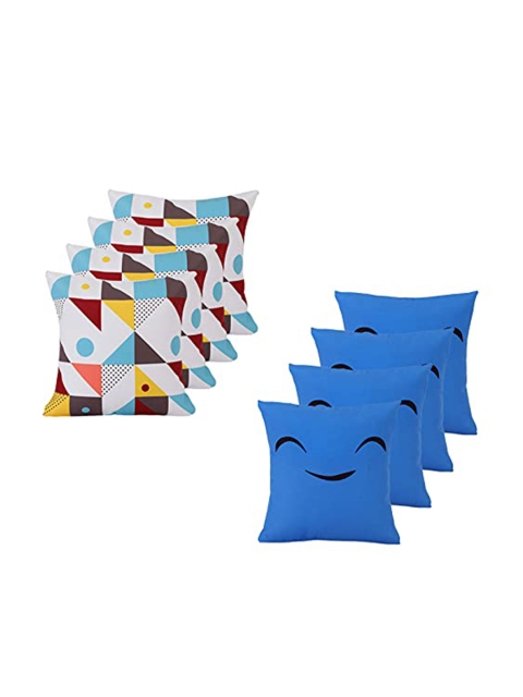 

Ferns N Petals Set of 8 Abstract Square Cushion Covers, Blue