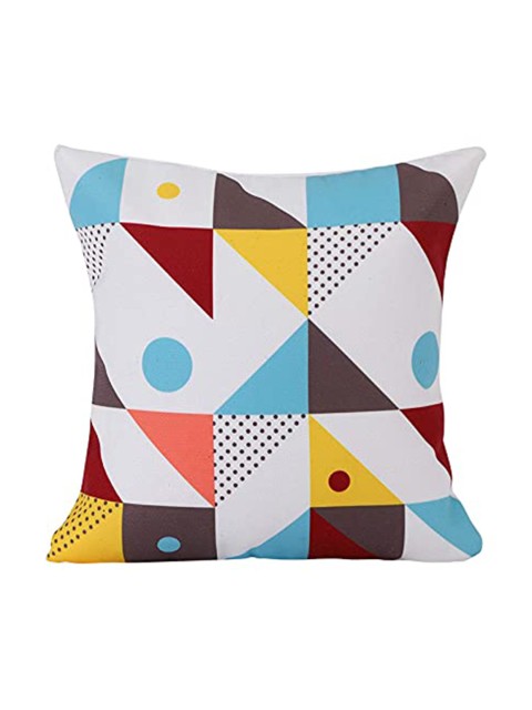 

Ferns N Petals White & Red Geometric Square Cushion Covers