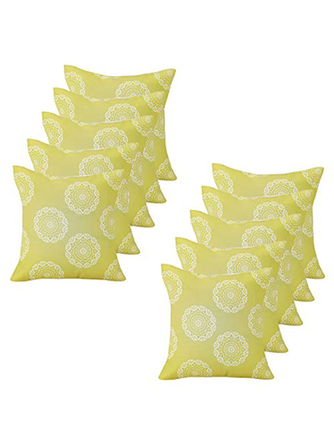 

Ferns N Petals Yellow & White Set of 10 Ethnic Motifs Square Cushion Covers