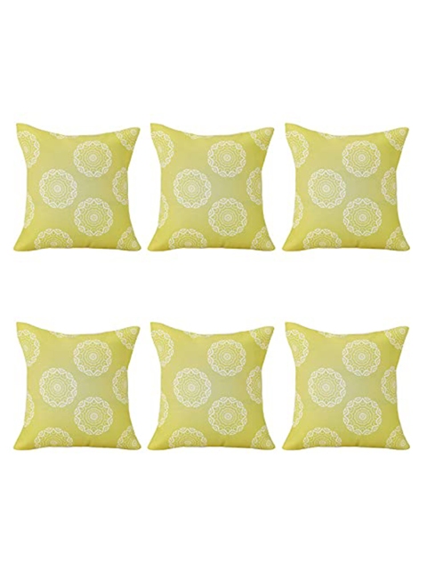 

Ferns N Petals Green & White Set of 6 Ethnic Motifs Square Cushion Covers