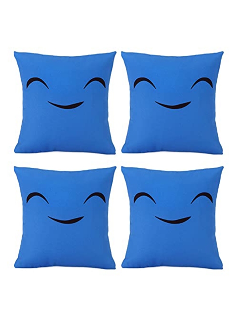 

Ferns N Petals Set Of 4 Blue & Black Printed Square Cushion Covers