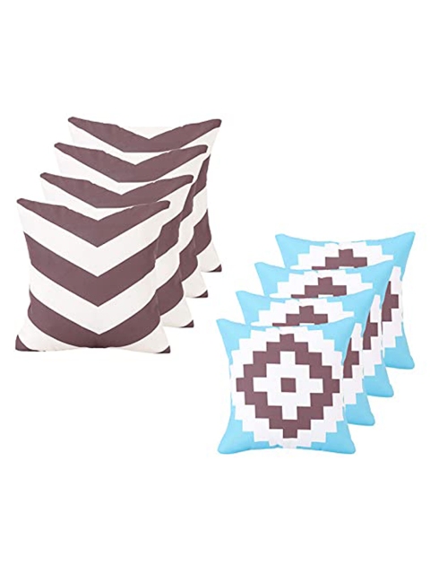 

Ferns N Petals White & Purple Set of 8 Abstract Square Cushion Covers