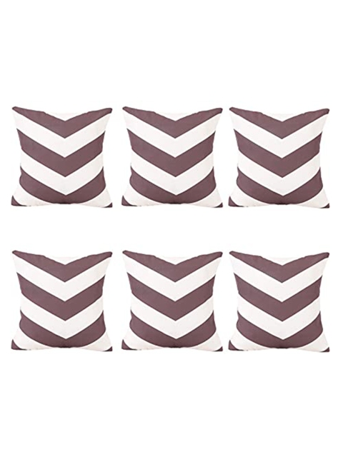 

Ferns N Petals Pack Of 6 Printed Square Cushion Covers, White
