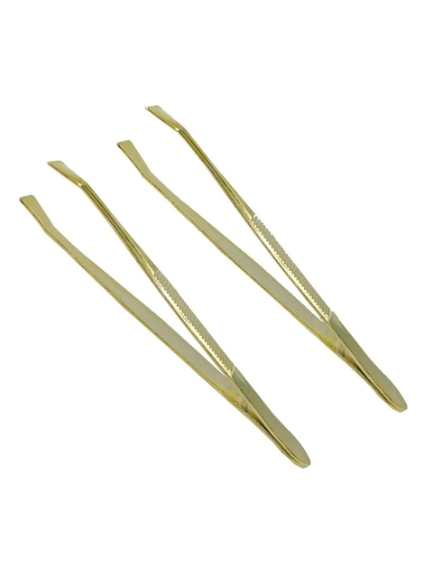 

Sanfe Set of 2 Slant Flat Tip Non-Slip Grip Tweezers, Steel