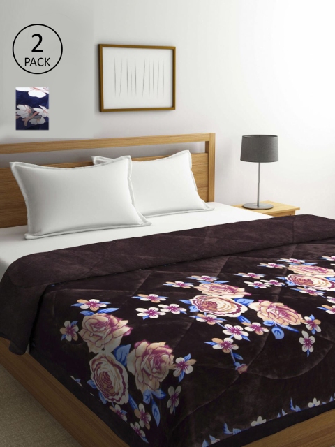

KLOTTHE Set Of 2 Printed Heavy Winter 800 GSM Double Bed Quilt, Blue