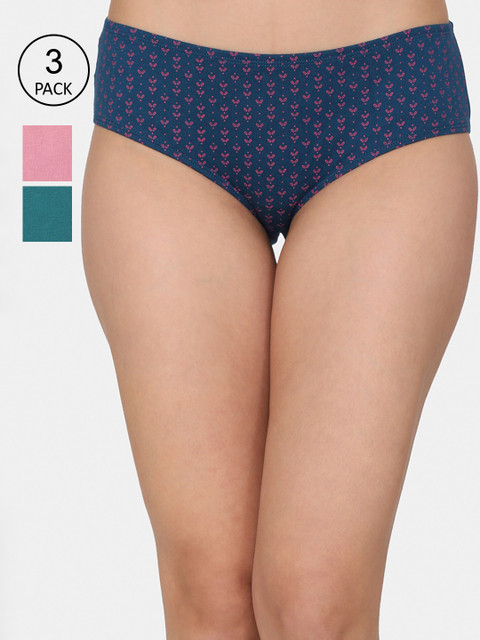 

Rosaline by Zivame Women Pack Of 3 Hipster Briefs, Blue
