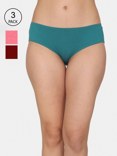

Rosaline by Zivame Pack Of 3 Women Blue & Pink Hipster Briefs
