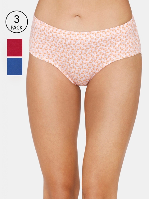 

Zivame Women Pack Of 3 Assorted Cotton Hipster Briefs