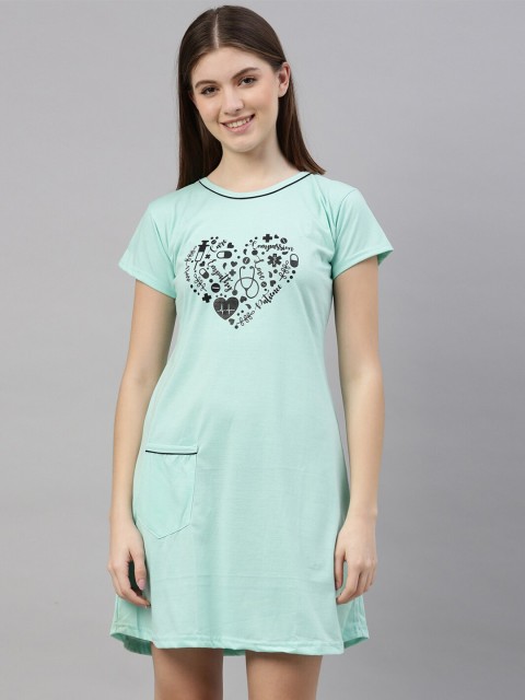 

TRUNDZ Blue Printed Nightdress