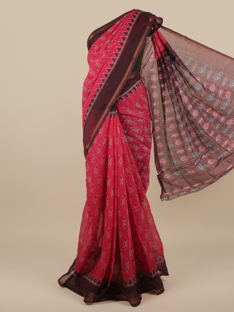 

Pothys Pink & Red Ethnic Motifs Printed Saree