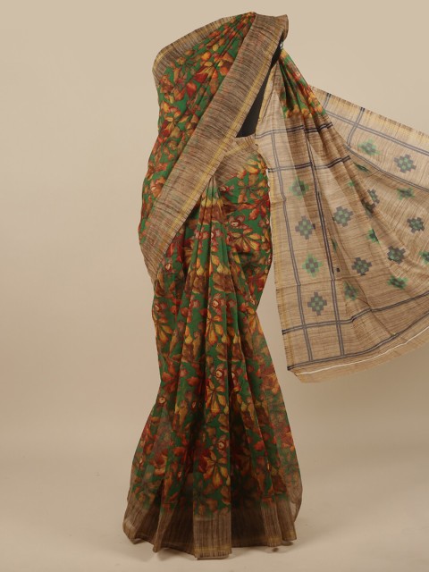 

Pothys Green & Red Floral Saree