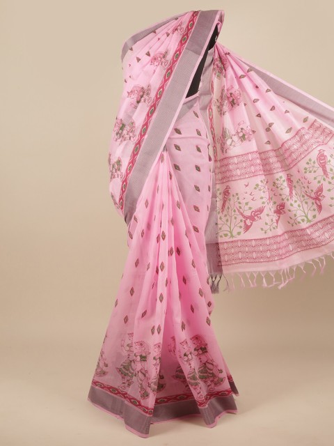 

Pothys Pink & Red Ethnic Motifs Pure Cotton Saree