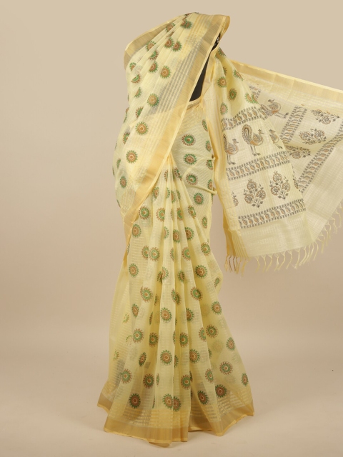

Pothys Yellow Ethnic Motifs Zari Pure Cotton Saree