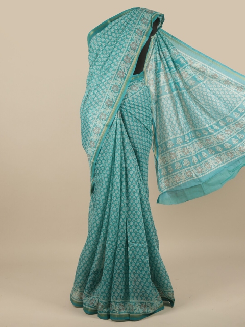 

Pothys Green Ethnic Motifs Printed Poly Chiffon Saree