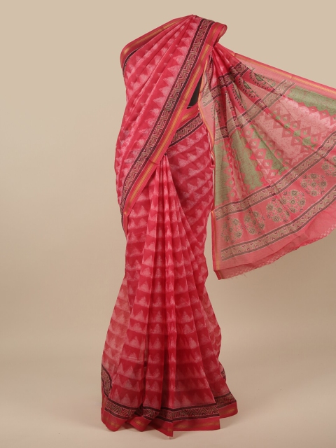 

Pothys Pink & Green Batik Saree