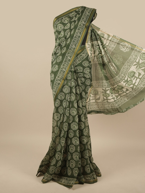 

Pothys Green Ethnic Motifs Printed Poly Chiffon Saree