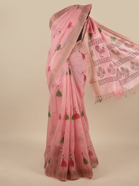 

Pothys Pink & Red Warli Pure Cotton Saree