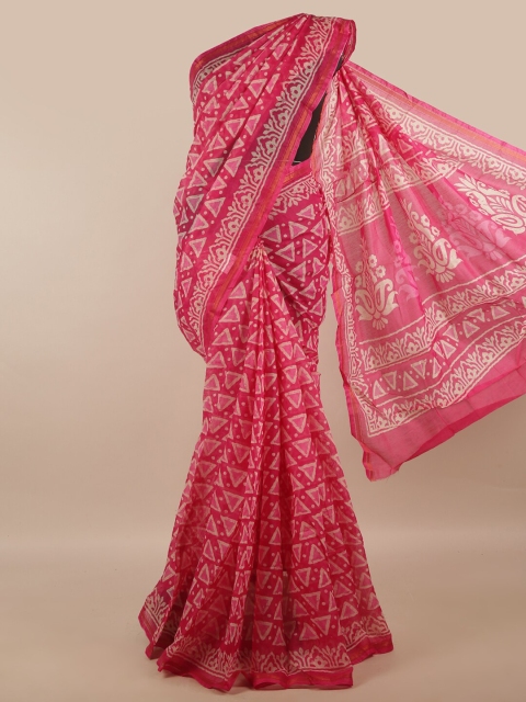 

Pothys Pink & White Batik Saree