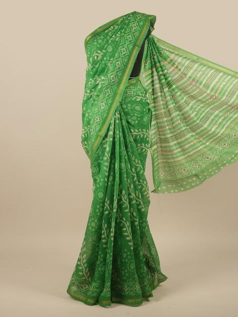 

Pothys Green & White Batik Saree