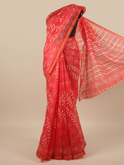 

Pothys Red & White Ethnic Motifs Printed Zari Saree