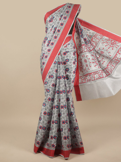 

Pothys Women Blue Tussar Silk Saree