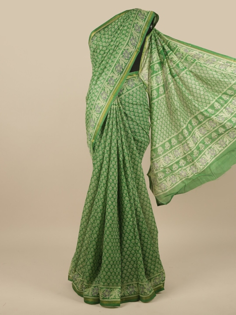 

Pothys Green & Gold-Toned Floral Saree