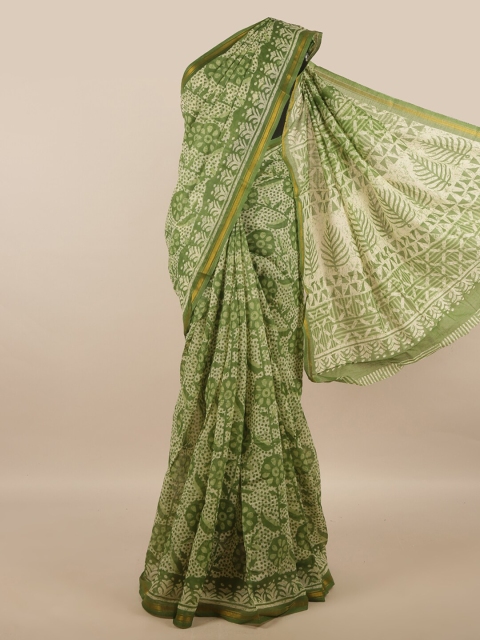 

Pothys Green Ethnic Motifs Printed Poly Chiffon Saree