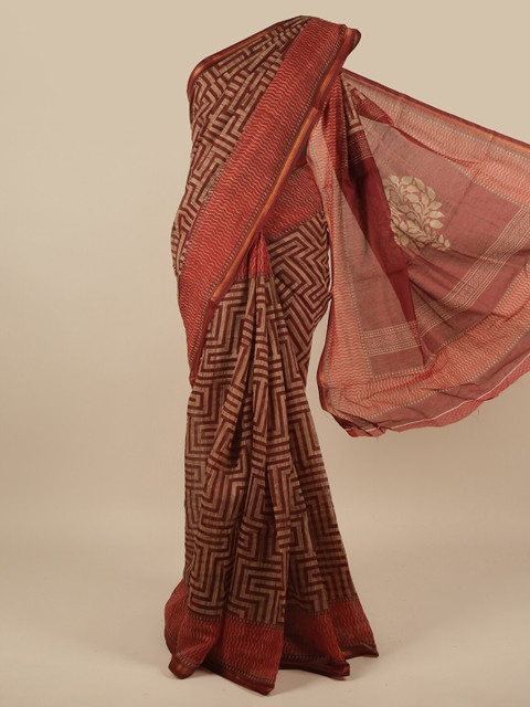 

Pothys Grey & Maroon Ethnic Motifs Zari Saree