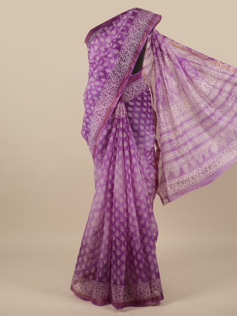 

Pothys Lavender & White Floral Zari Saree