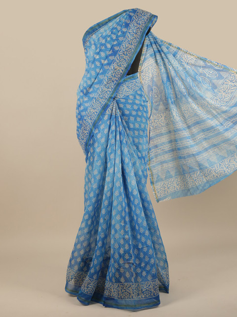 

Pothys Blue & White Floral Printed Saree