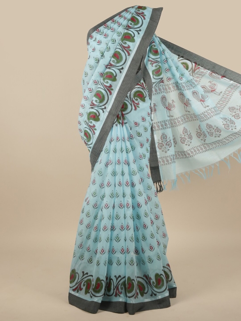 

Pothys Blue Floral Pure Cotton Saree