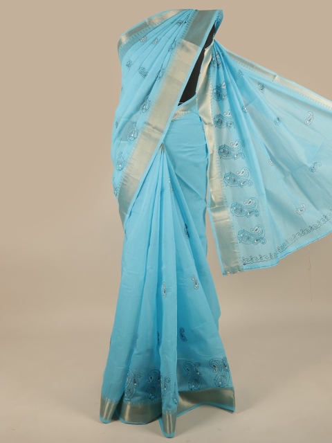 

Pothys Blue Floral Printed Cotton Saree