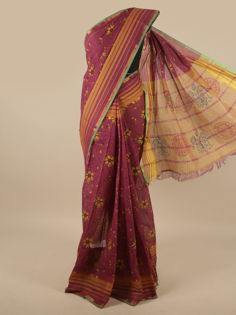 

Pothys Pink Floral Printed Pure Cotton Saree