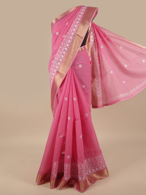 

Pothys Pink Floral Zari Saree