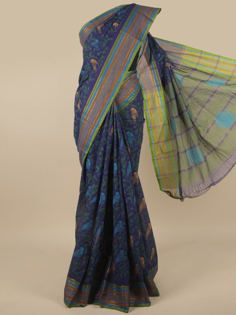 

Pothys Blue & Green Ethnic Motifs Pure Cotton Saree
