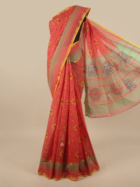 

Pothys Pink Floral Printed Pure Cotton Saree