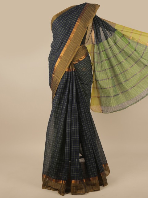 

Pothys Blue Checked Zari Pure Cotton Saree